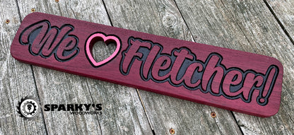 Neighborhood Love Wood Signs - Purpleheart (PERSONALIZED)