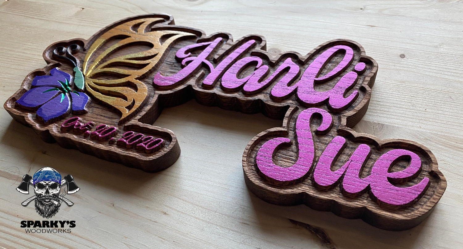Butterfly Wood Name Sign