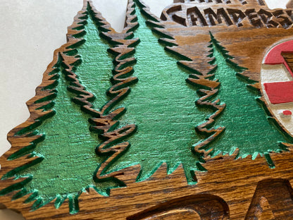 Customizable "Happy Campers" Wood Camping RV Sign