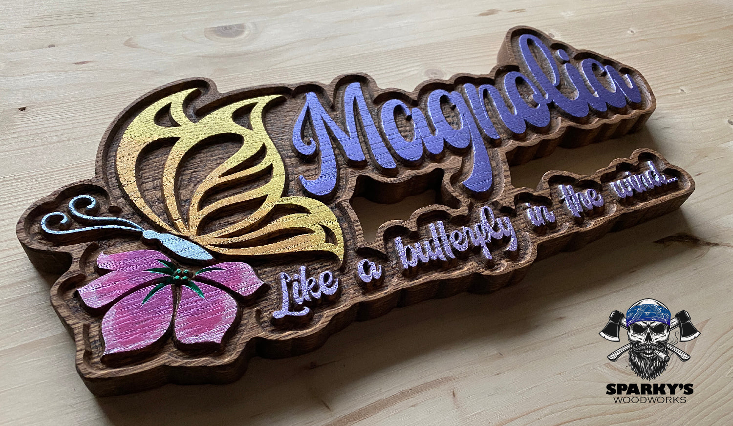 Butterfly in the Wind Wood Sign