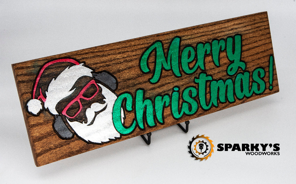 Merry Christmas Music Santa Wood Sign