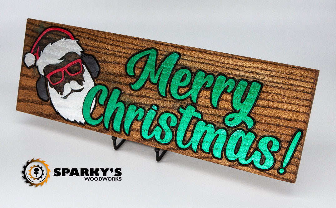 Merry Christmas Music Santa Wood Sign