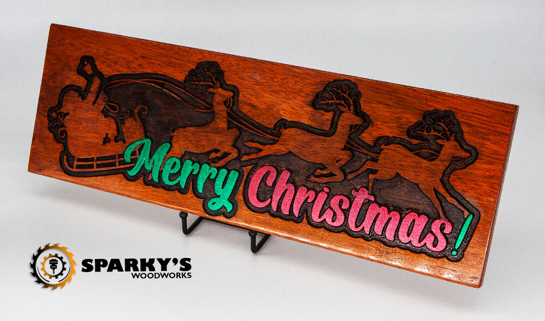 Merry Christmas Santa's Sleigh Wood Sign
