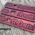 Neighborhood Love Wood Signs - Purpleheart