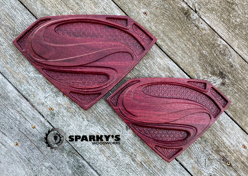 Solid Wood 3D Superman Shield - Purpleheart