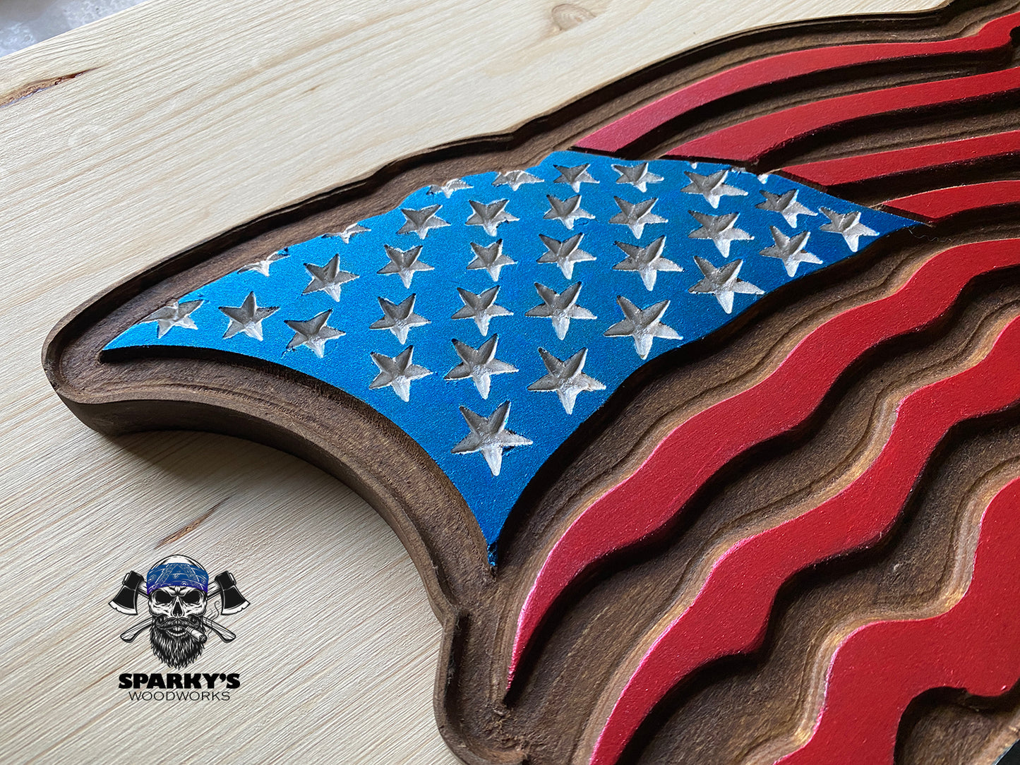 USA Flag - Home of the Brave Wood Sign