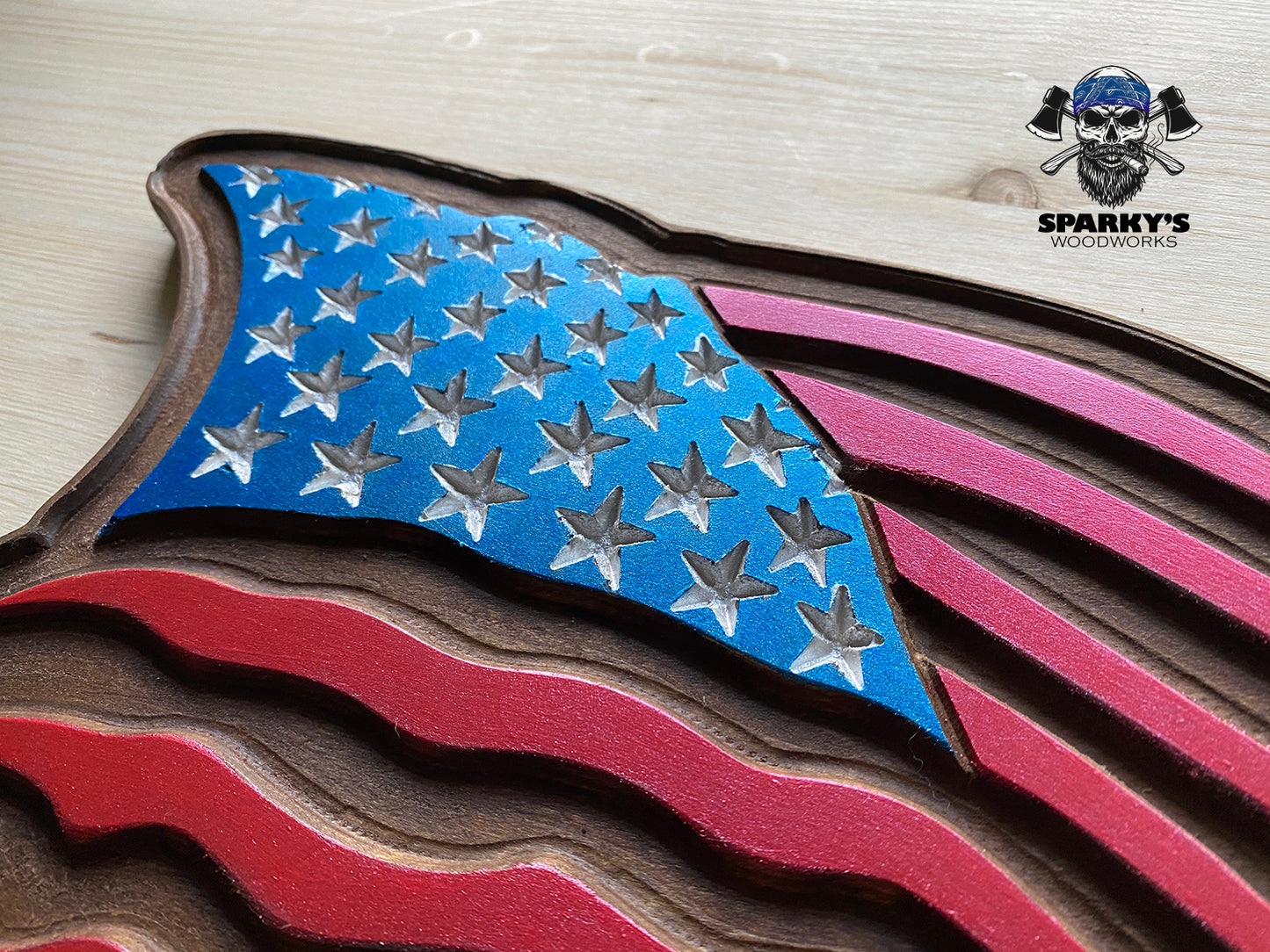 USA Flag - Home of the Brave Wood Sign