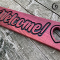 Welcome Hearts Wood Sign - Size Medium