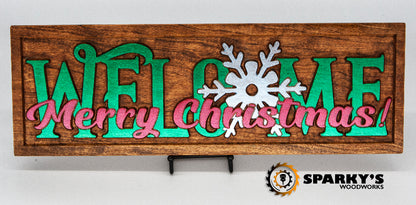 Merry Christmas Welcome Sign - Snowflake