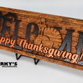 Happy Thanksgiving Wood Welcome Sign - Pilgrim Turkey